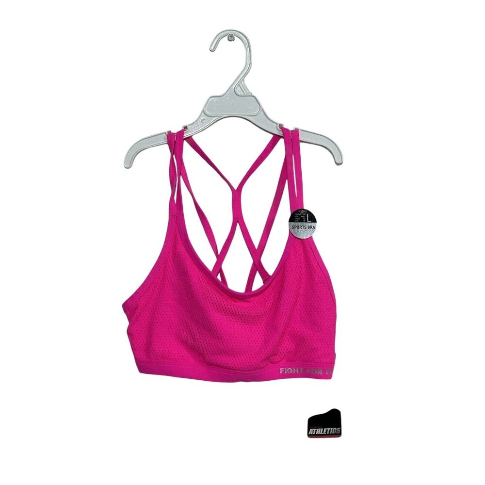 Womens Pink Athletic Strappy Sports Bra Size L